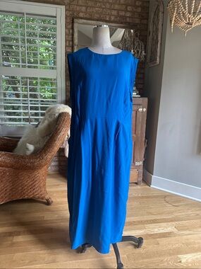 BODEN BLUE SLEEVELESS DRESS 16 R NEW NO BELT